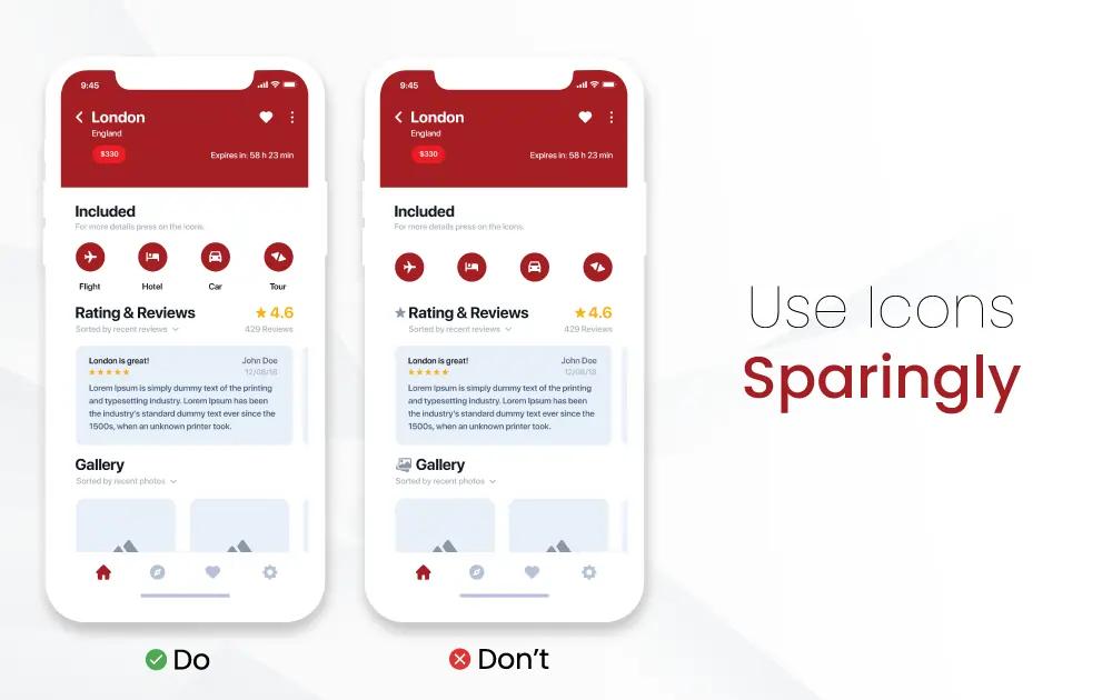 Use Icons Sparingly